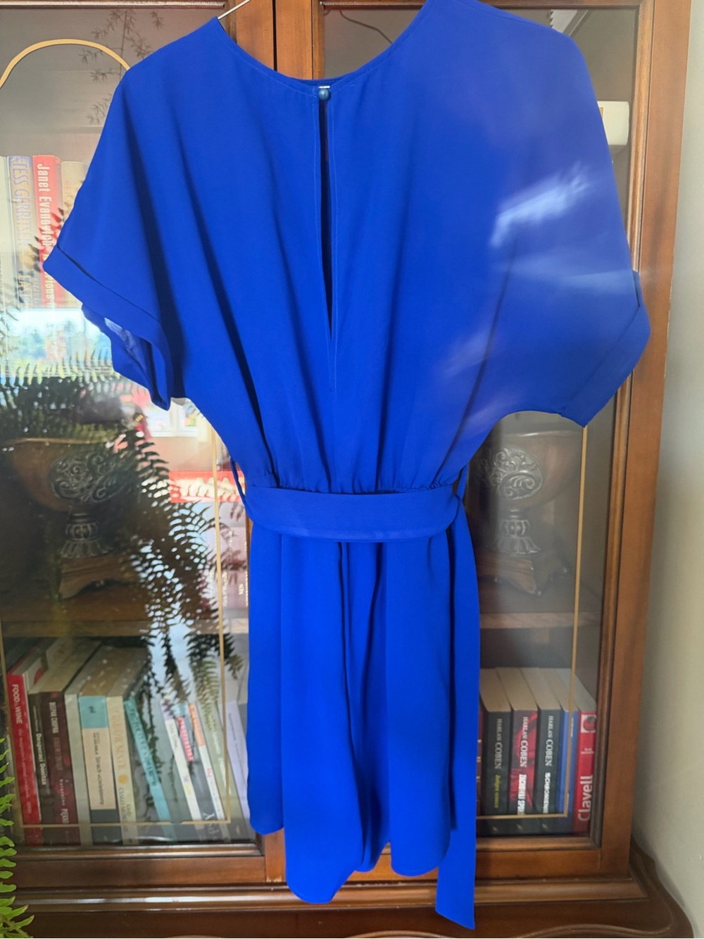 Women's Royal blue Belted Mini Shorts Romper - Picture 2 of 4